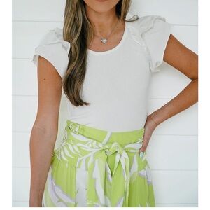 White Ruffle Sleeve Bodysuit